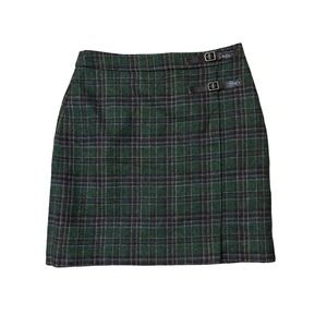 Boden British Tweed by Moon Tartan Plaid Wool Fully Lined Tweed Buckle Skirt 6R